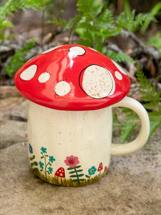 lidded mug - mushroom