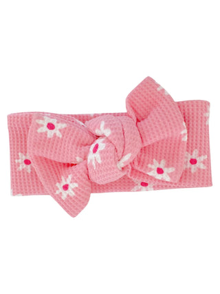organic waffle knot bow - pink flower