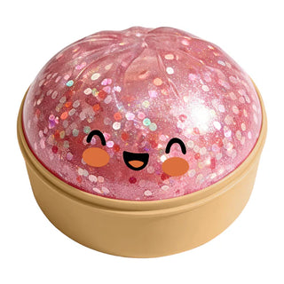squishy dumpling realistic steamed bun stress relief toy- sparkling pink