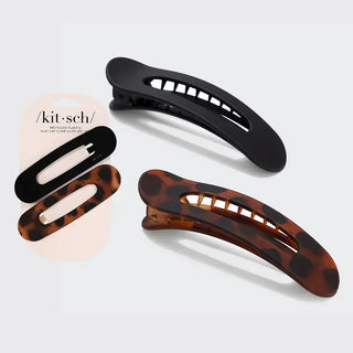 flat lay claw clip, 2 pc set - black & tort