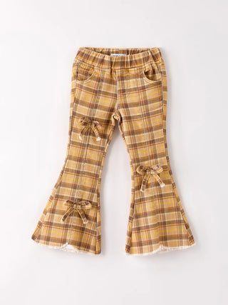 yellow and brown plaid girls jeans