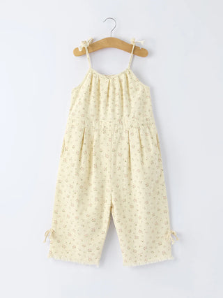 floral baby girl sleeveless jumpsuit w/ pockets