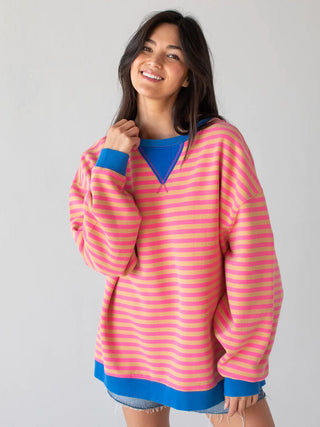 oversized striped sweatshirt