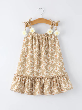 floral daisy girl spaghetti strap dress