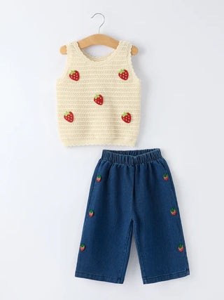 spring strawberry baby girl set