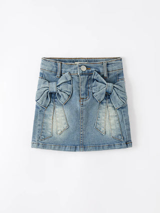 denim bow girls skirt