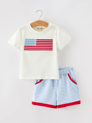 boy 4th of july applique short & top set