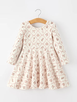 fall pumpkin bow girls twirl dress