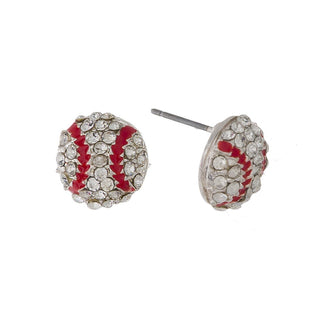 rhinestone baseball stud earrings