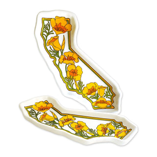 california state with poppies trinket tray