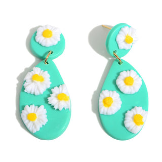 floral polymer clay drop earrings