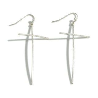silver plated curbed cross earrings