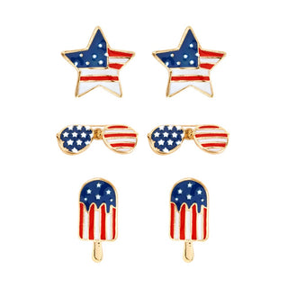 american flag enamel stud earring collection