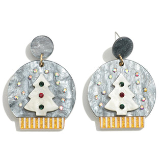 christmas snowglobe drop earrings
