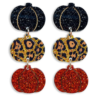 glitter pumpkin drop earrings - assorted