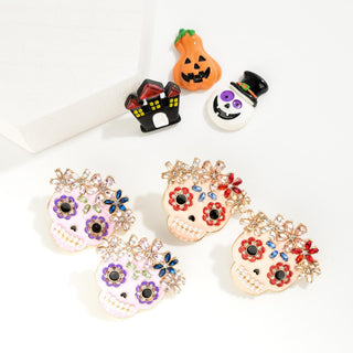 sugar skull stud earrings - assorted