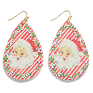 santa tear drop earrings - assorted