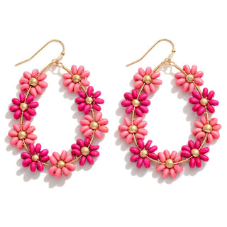 beaded flower drop earrings - assorted