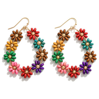 beaded flower drop earrings - assorted