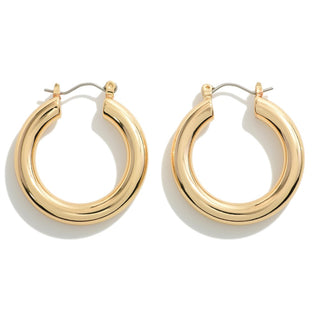 chunk brass hollow hoop earring