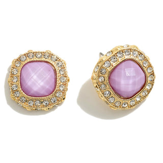 cushion cut rhinestone earring