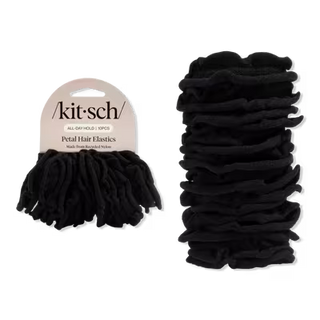 recycled fabric petal hair elastics - black