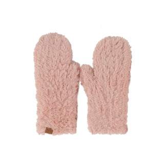 faux fur mittens - assorted