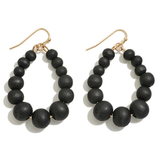 wooded beaded teardrop earrings
