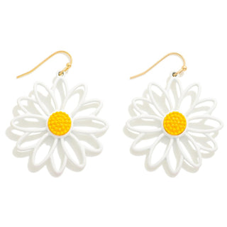 metal flower drop earrings