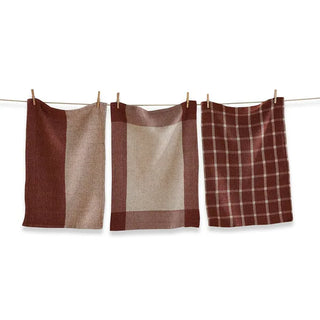 mae set of 3 brick cotton waffle weave dishtowels, set of 3