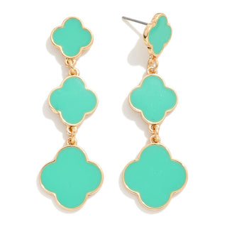 linked enamel clover drop earrings