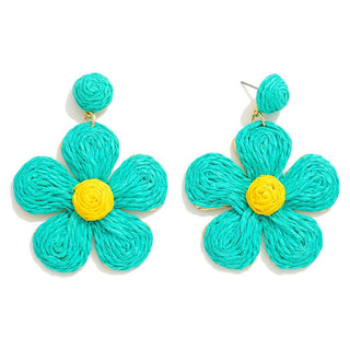 raffia flower drop earrings