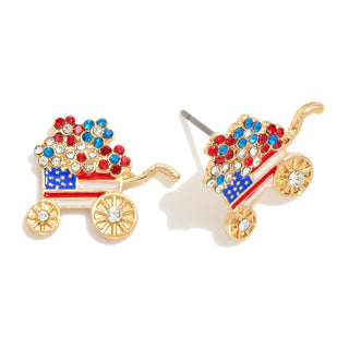 rhinestone americana wagon stud earrings