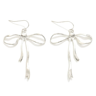 metal bow drop earrings