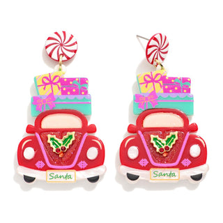 christmas car post drop earrings