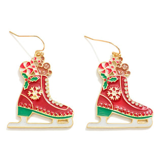 christmas ice skates drop earrings