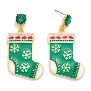 christmas stocking post drop earrings