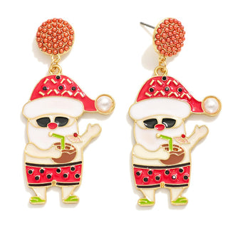 tropical santa post drop earrings
