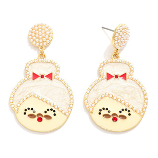 mrs. claus pot drop earrings