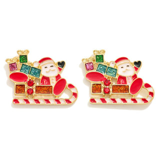 santa's sleigh stud earrings
