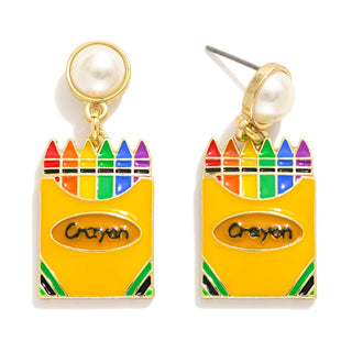 crayon box post drop earrings