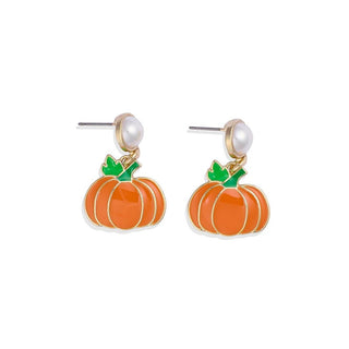 pumpkin post drop earrings w/ pearl post earrrings