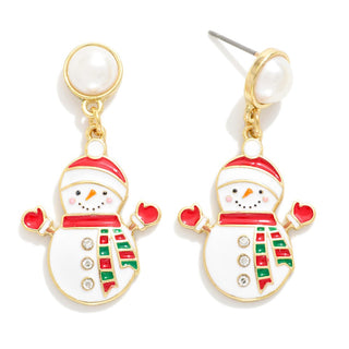 snowman earrings w/ pearl post