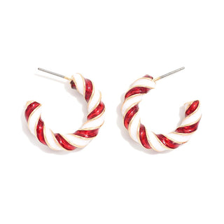 twisted candy cane hoop earrings