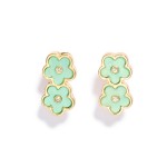 Pearlescent Flower Earrings With Rhinestone Accents