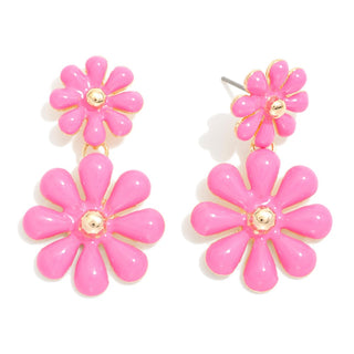 linked flowers post drop earrings- assorted