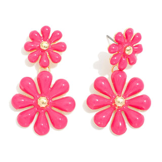 linked enamel flowers earrings