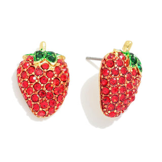 strawberry pave rhinestone earrings