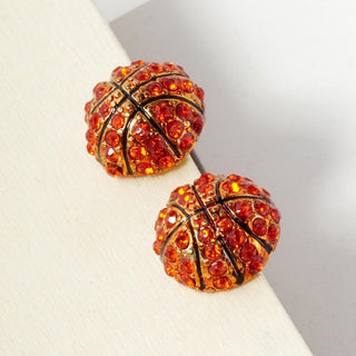 basketball pave rhinestone earrings