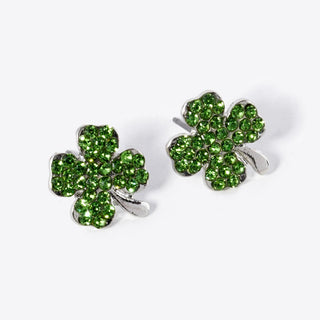st. patrick's day pave rhinestone music note stud earrings